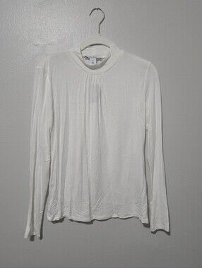 White House Black Market Ivory Mock-Neck Long Sleeve Top